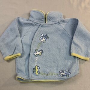 Duck Duck Goose - Baby long sleeve kimono style sweater - planes, trains, cars